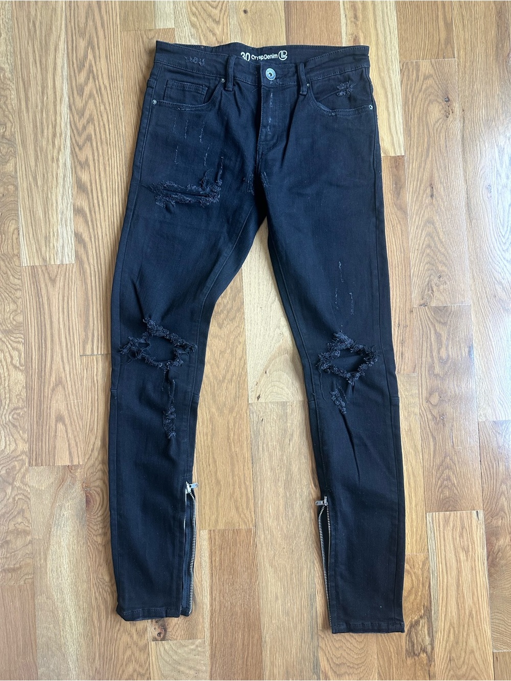 Black Distressed Men's Skinny Jeans - Unknown Brand